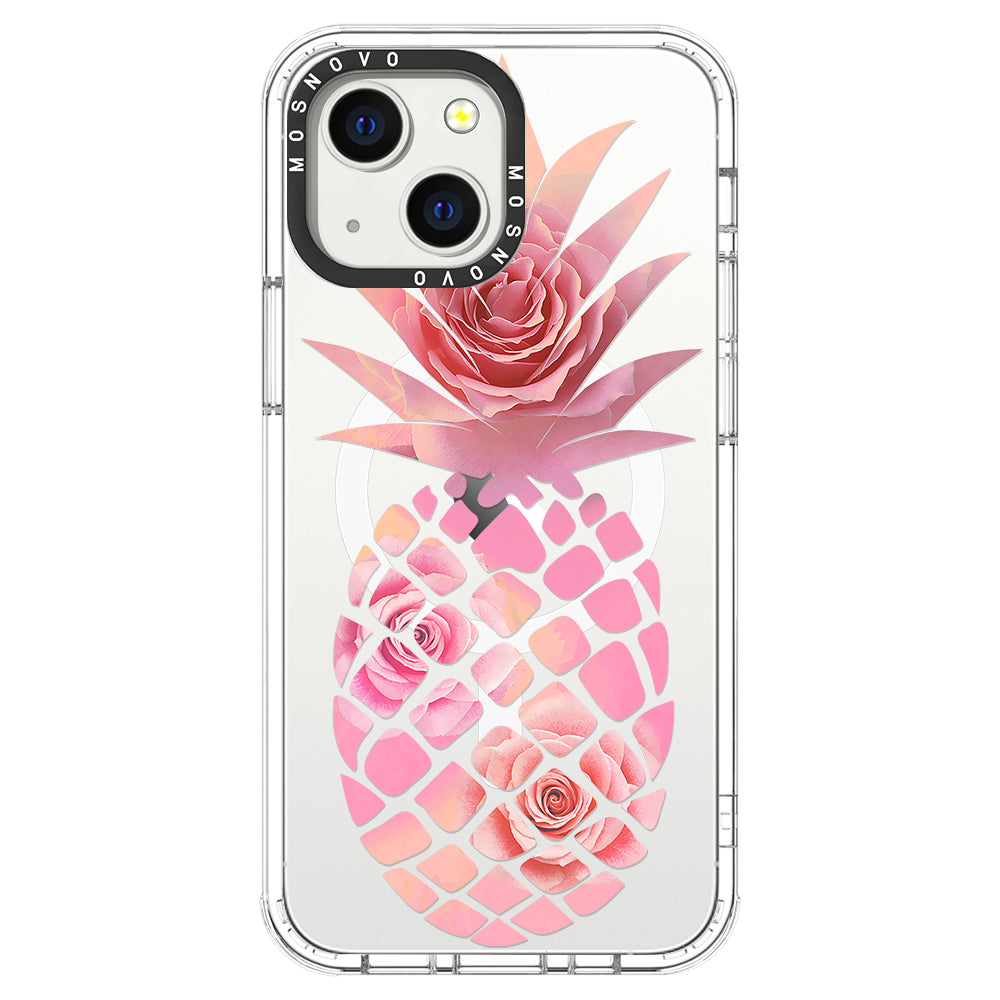 Pink Floral Pineapple Phone Case - iPhone 13 Case - MOSNOVO