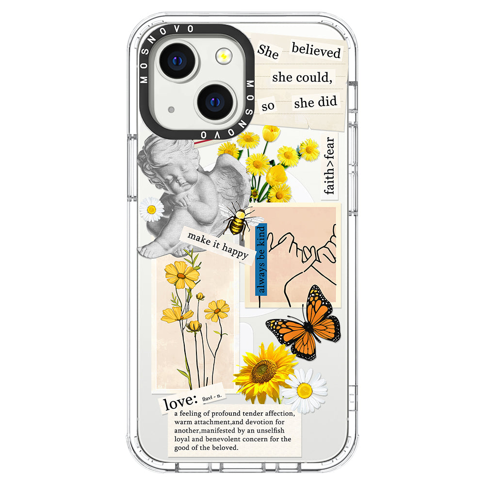 Vintage Collage Sunflower Butterfly Phone Case - iPhone 13 Case - MOSNOVO