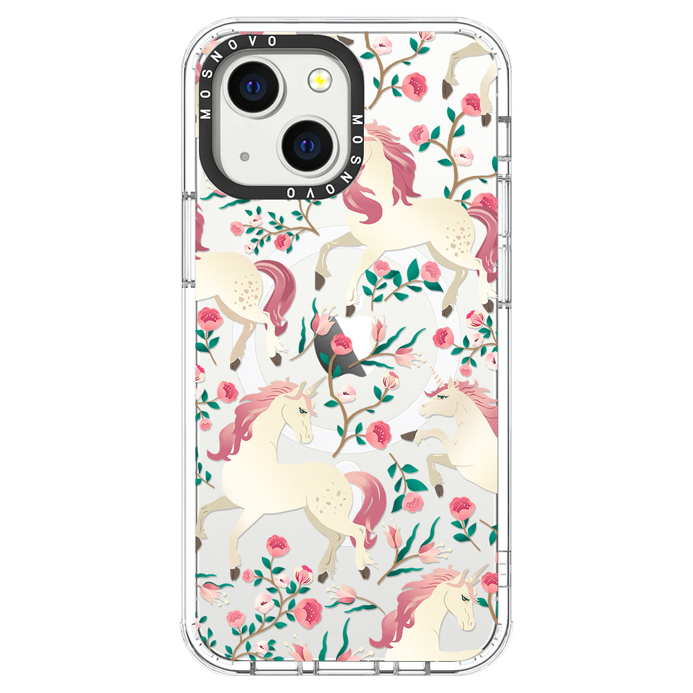 Unicorn with Floral Phone Case - iPhone 13 Case - MOSNOVO