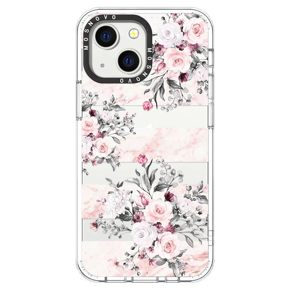 Pink Marble Flowers Phone Case - iPhone 13 Case - MOSNOVO