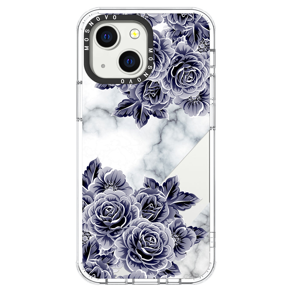 Marble with Purple Flowers Phone Case - iPhone 13 Case - MOSNOVO