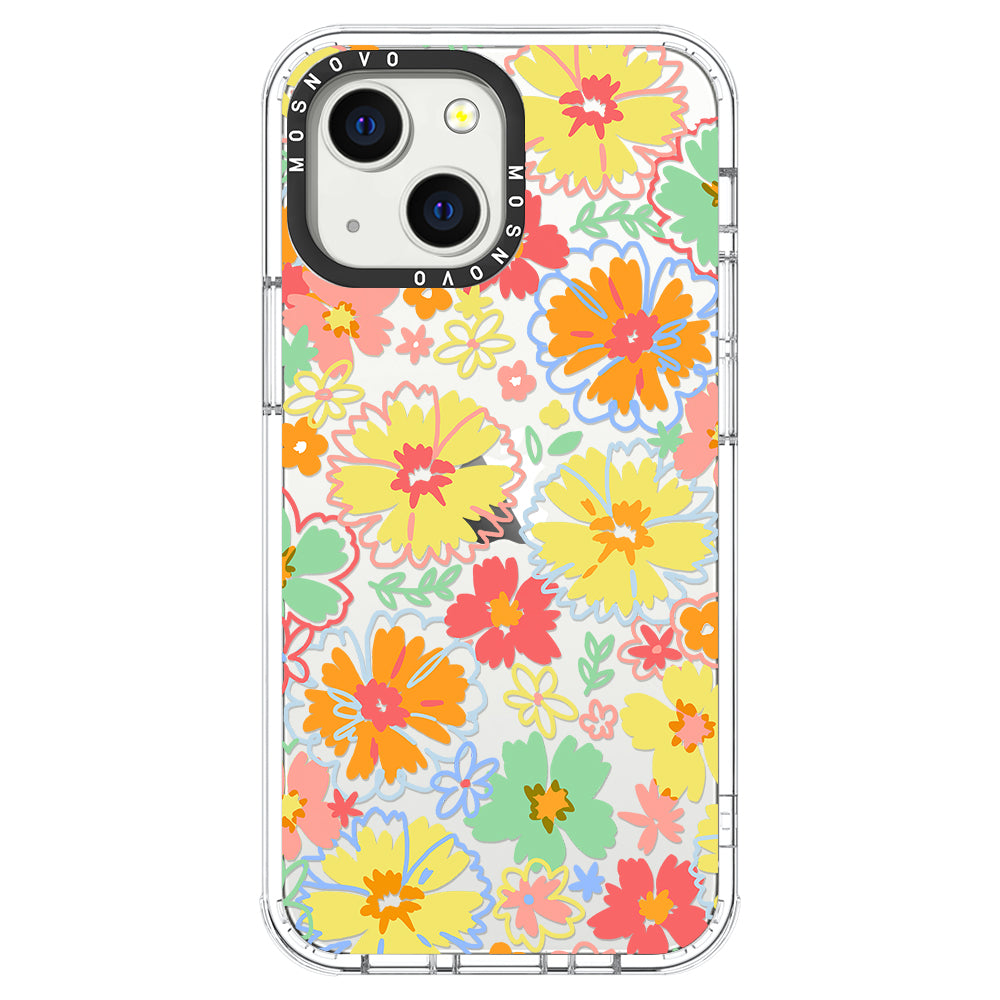 Retro Boho Hippie Flowers Phone Case - iPhone 13 Case - MOSNOVO