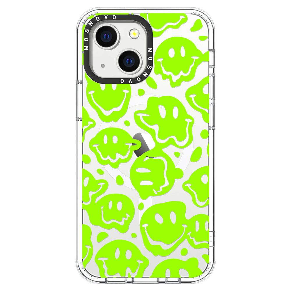 Distorted Green Smiles Face Phone Case - iPhone 13 Case - MOSNOVO