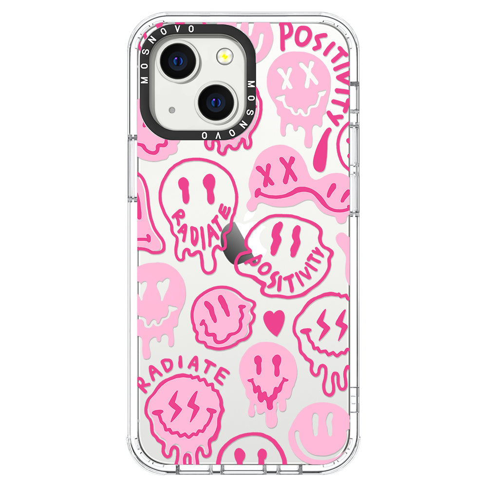 Pink Dripping Smiles Positivity Radiate Face Phone Case - iPhone 13 Case - MOSNOVO