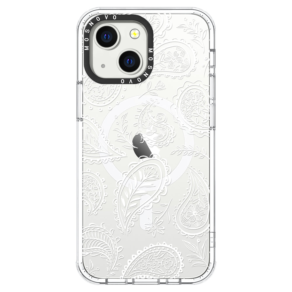 White Paisley Phone Case - iPhone 13 Case - MOSNOVO