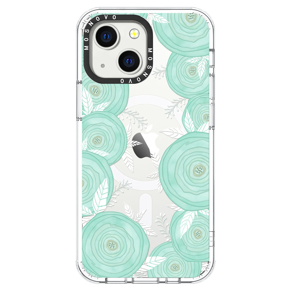 Mint Flower Phone Case - iPhone 13 Case - MOSNOVO