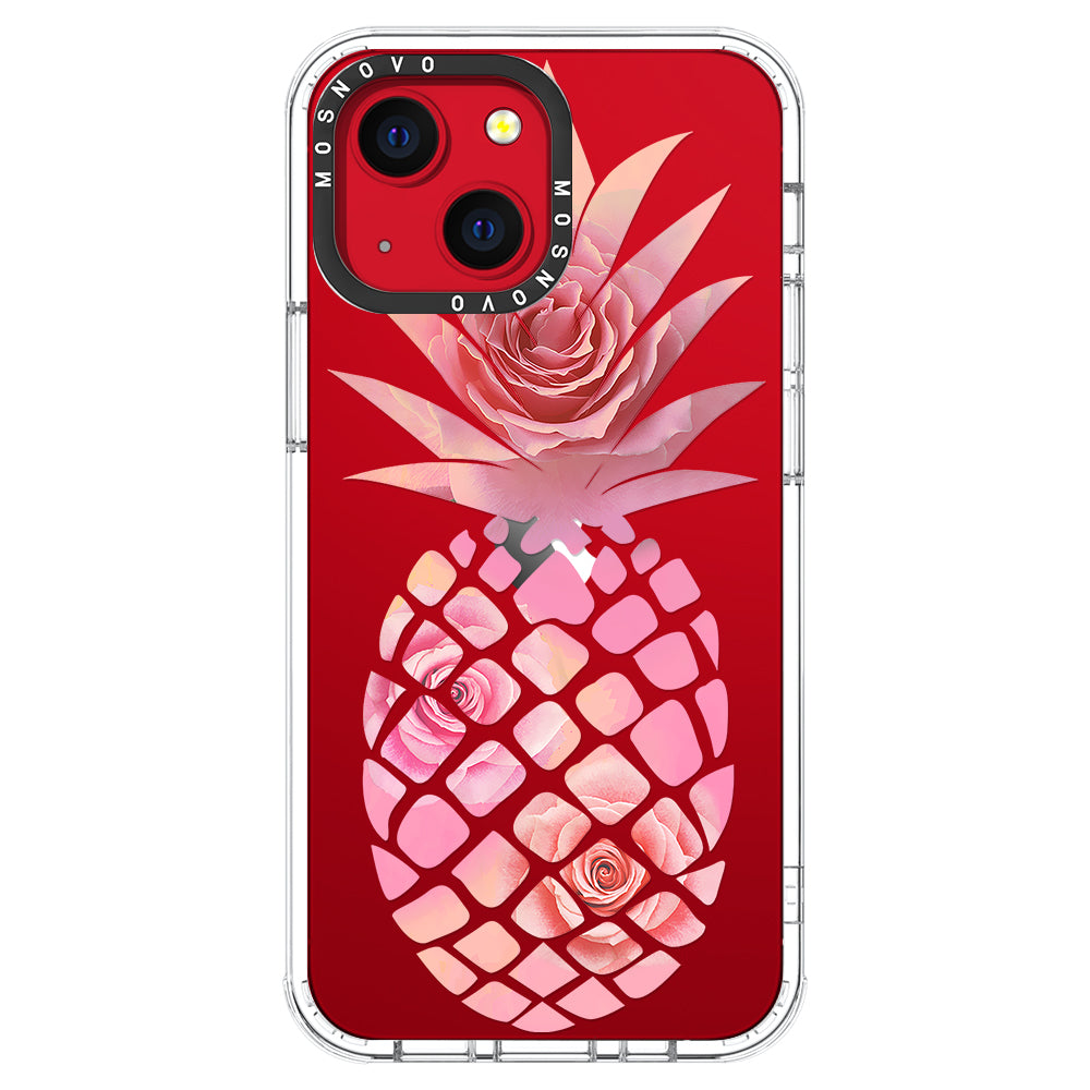 Pink Floral Pineapple Phone Case - iPhone 13 Case - MOSNOVO