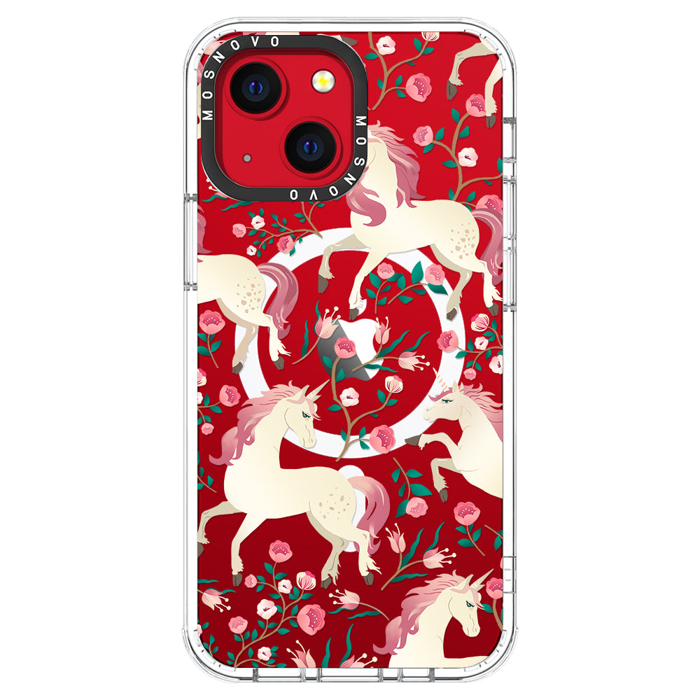 Unicorn with Floral Phone Case - iPhone 13 Case - MOSNOVO