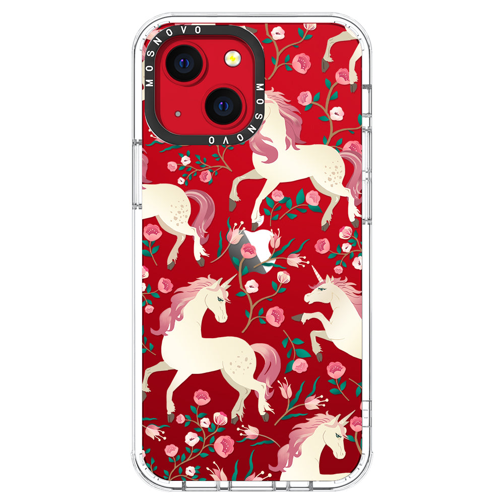 Unicorn with Floral Phone Case - iPhone 13 Case - MOSNOVO