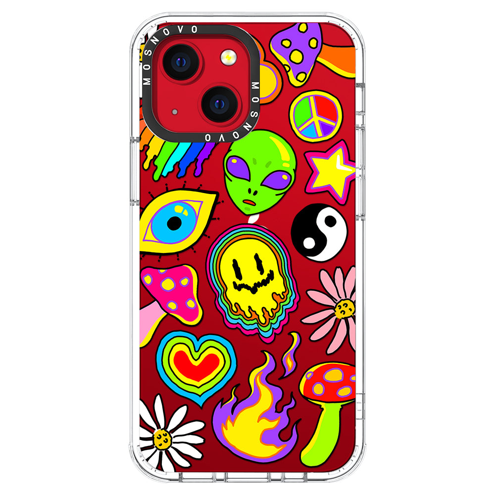 Hippie Rainbow Face Love Phone Case - iPhone 13 Case - MOSNOVO