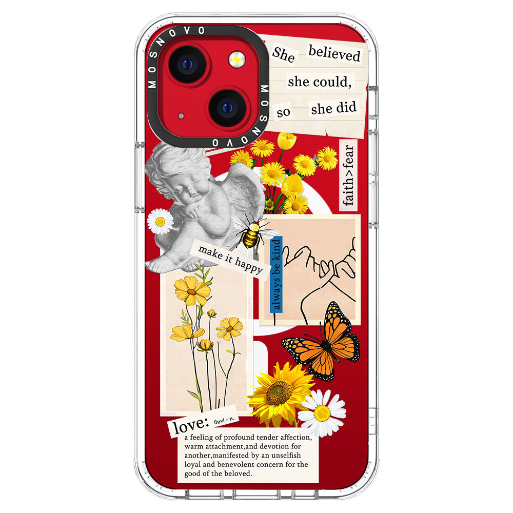 Vintage Collage Sunflower Butterfly Phone Case - iPhone 13 Case - MOSNOVO