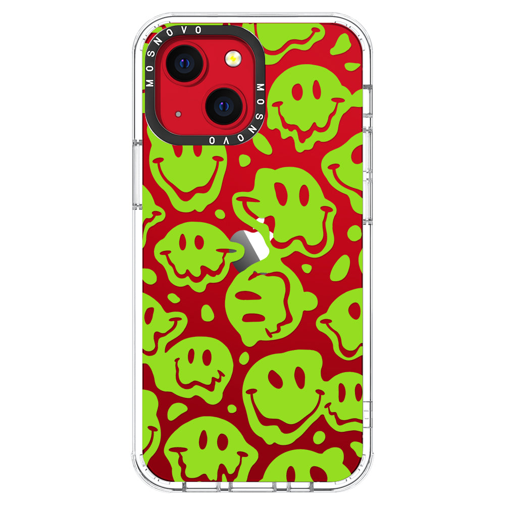 Distorted Green Smiles Face Phone Case - iPhone 13 Case - MOSNOVO