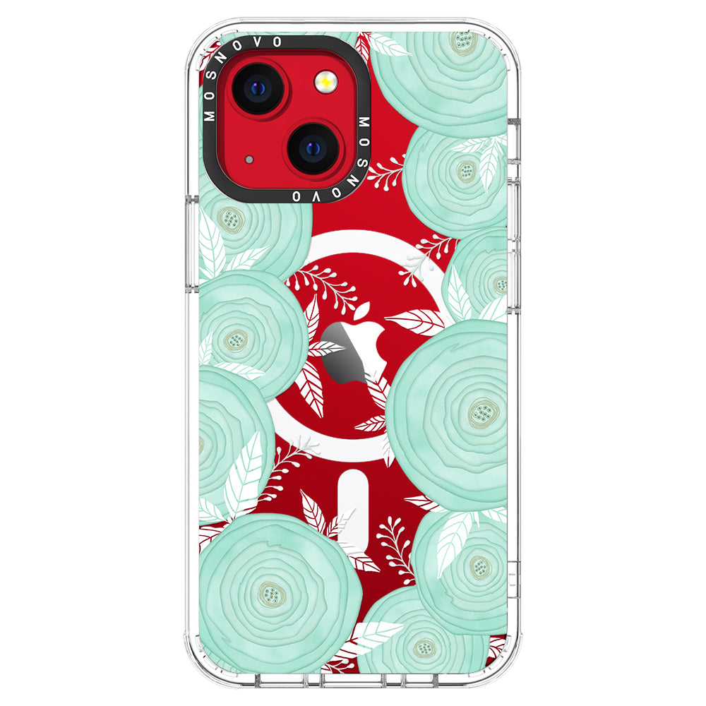 Mint Flower Phone Case - iPhone 13 Case - MOSNOVO