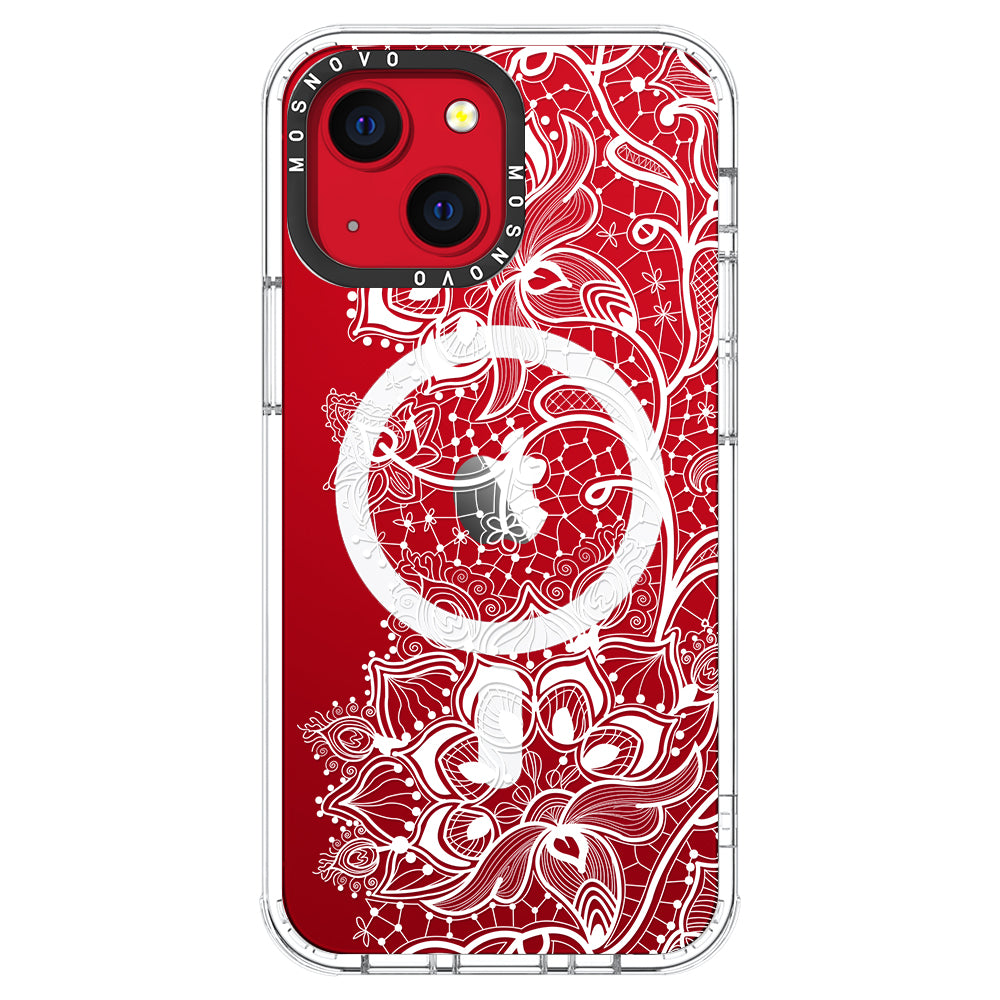 White Lotus Henna Phone Case - iPhone 13 Case - MOSNOVO