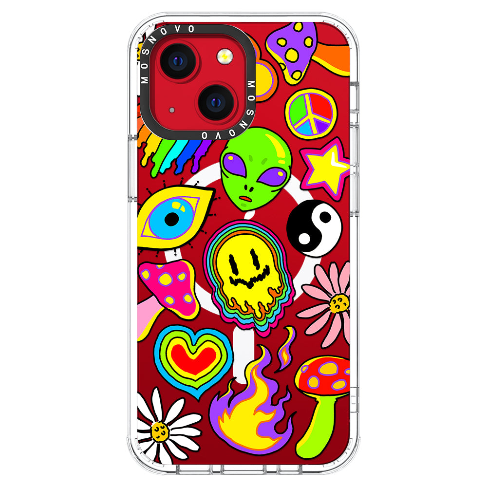 Hippie Rainbow Face Love Phone Case - iPhone 13 Case - MOSNOVO