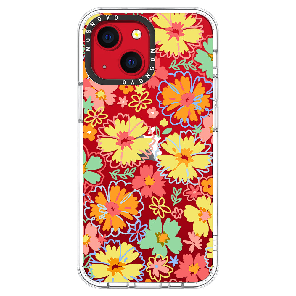 Retro Boho Hippie Flowers Phone Case - iPhone 13 Case - MOSNOVO