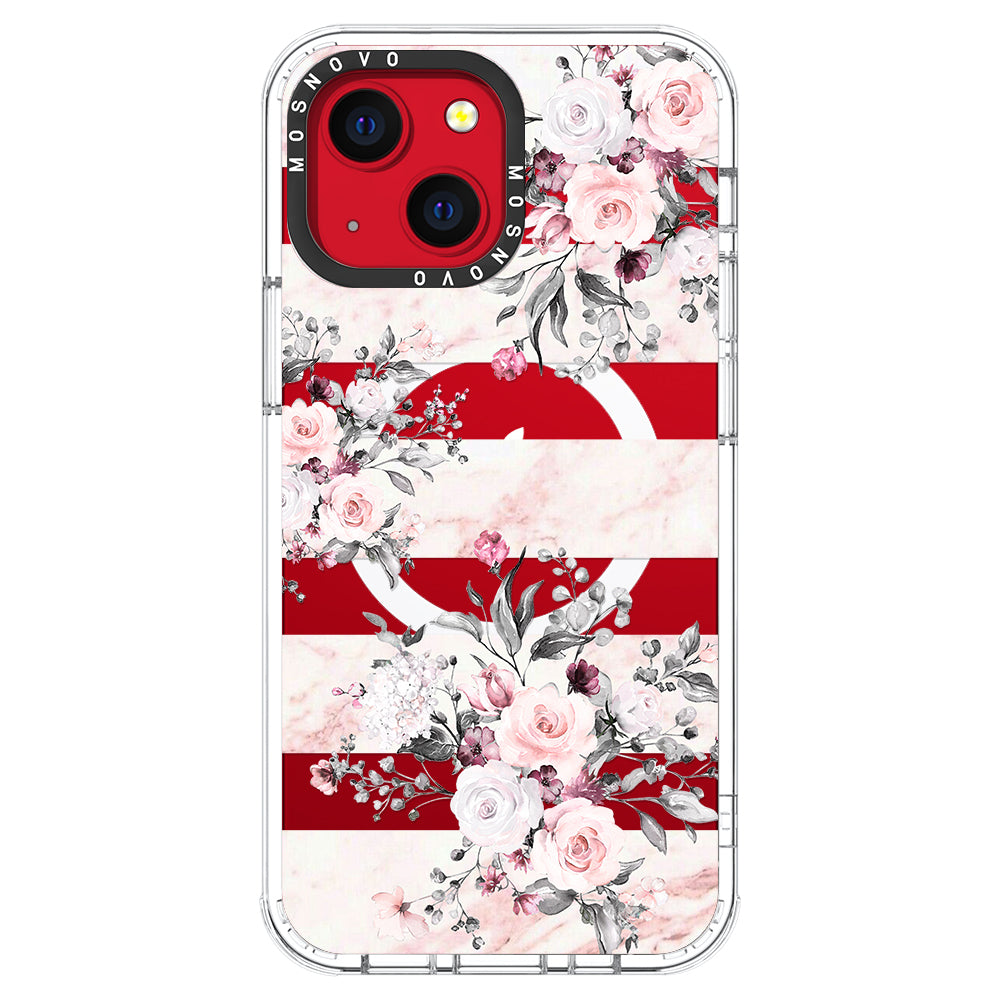 Pink Marble Flowers Phone Case - iPhone 13 Case - MOSNOVO