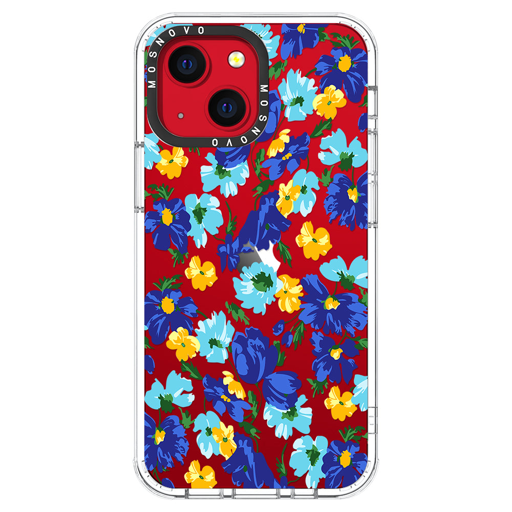 Vintage Blue Floral Phone Case - iPhone 13 Case - MOSNOVO