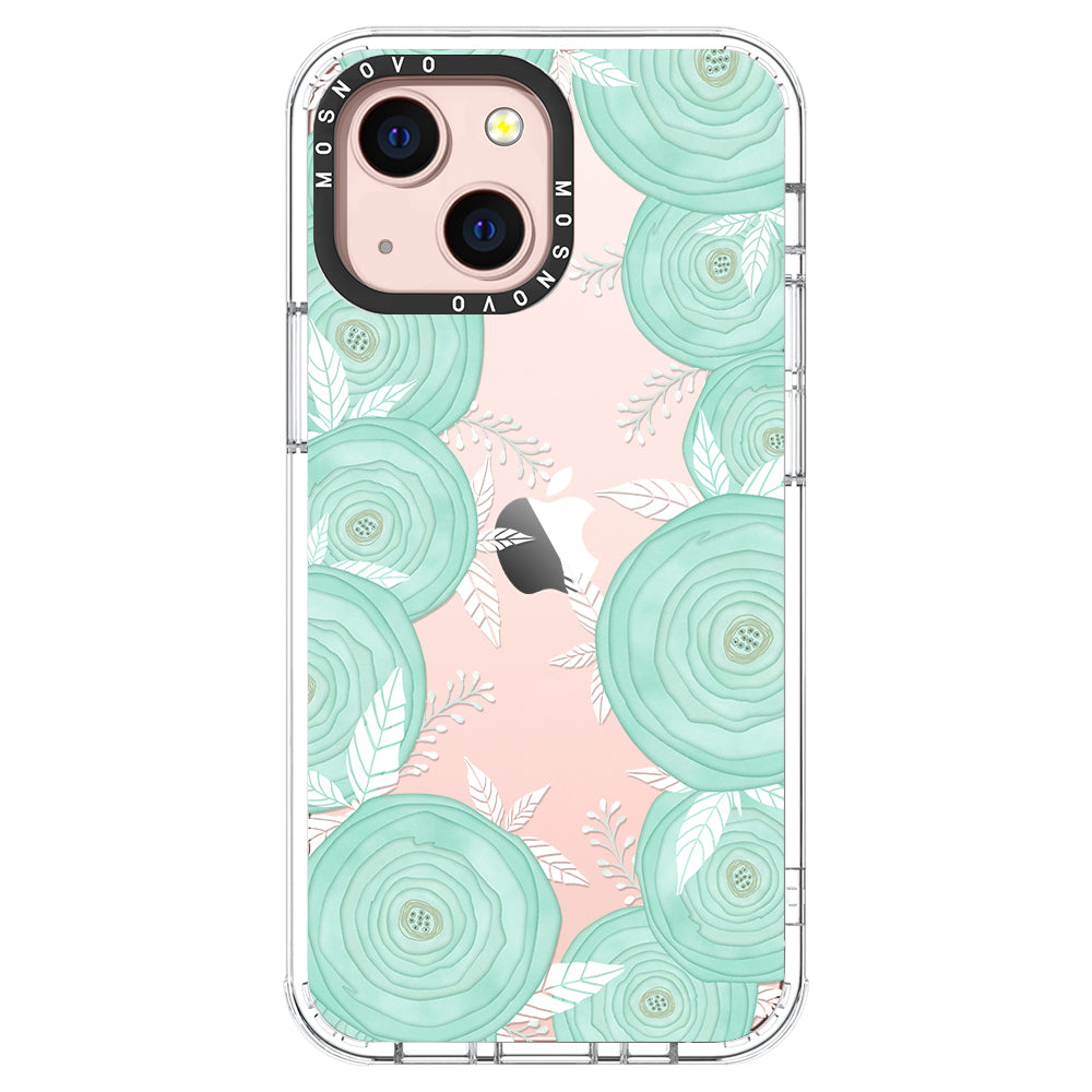 Mint Flower Phone Case - iPhone 13 Case - MOSNOVO