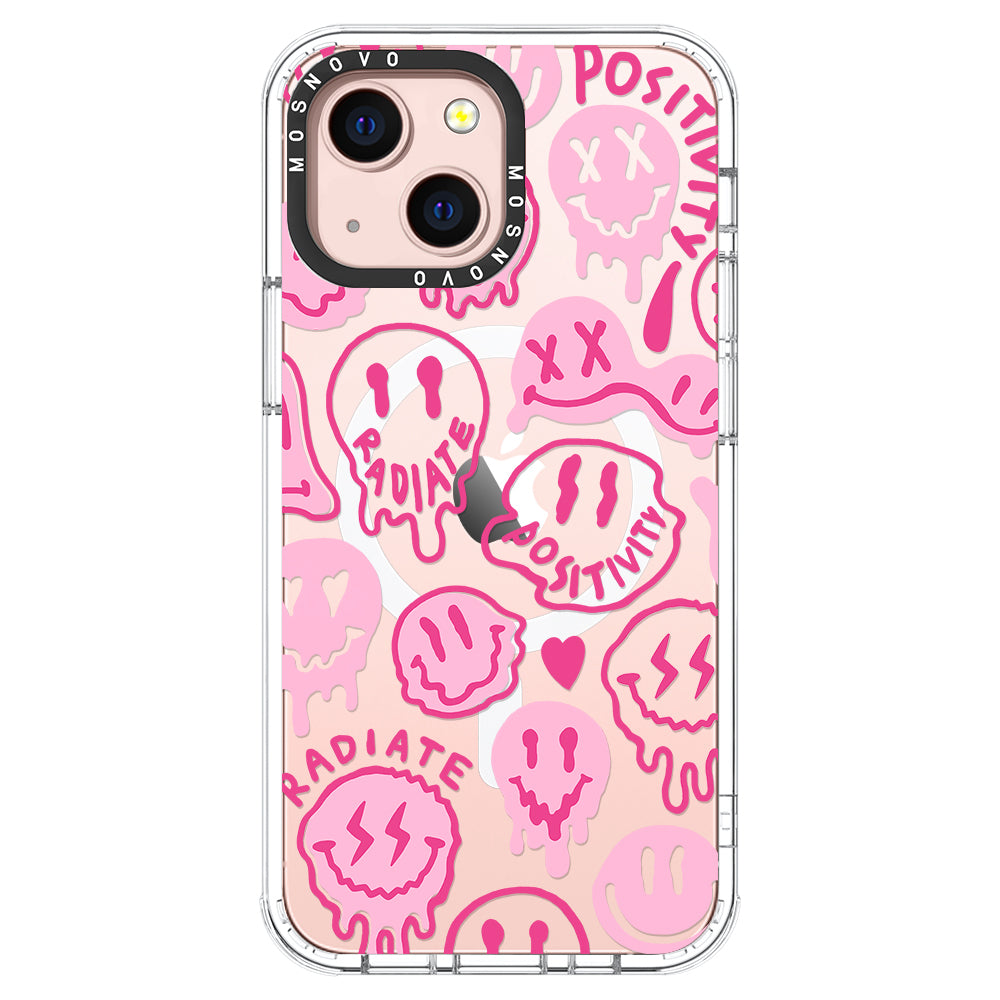 Pink Dripping Smiles Positivity Radiate Face Phone Case - iPhone 13 Case - MOSNOVO