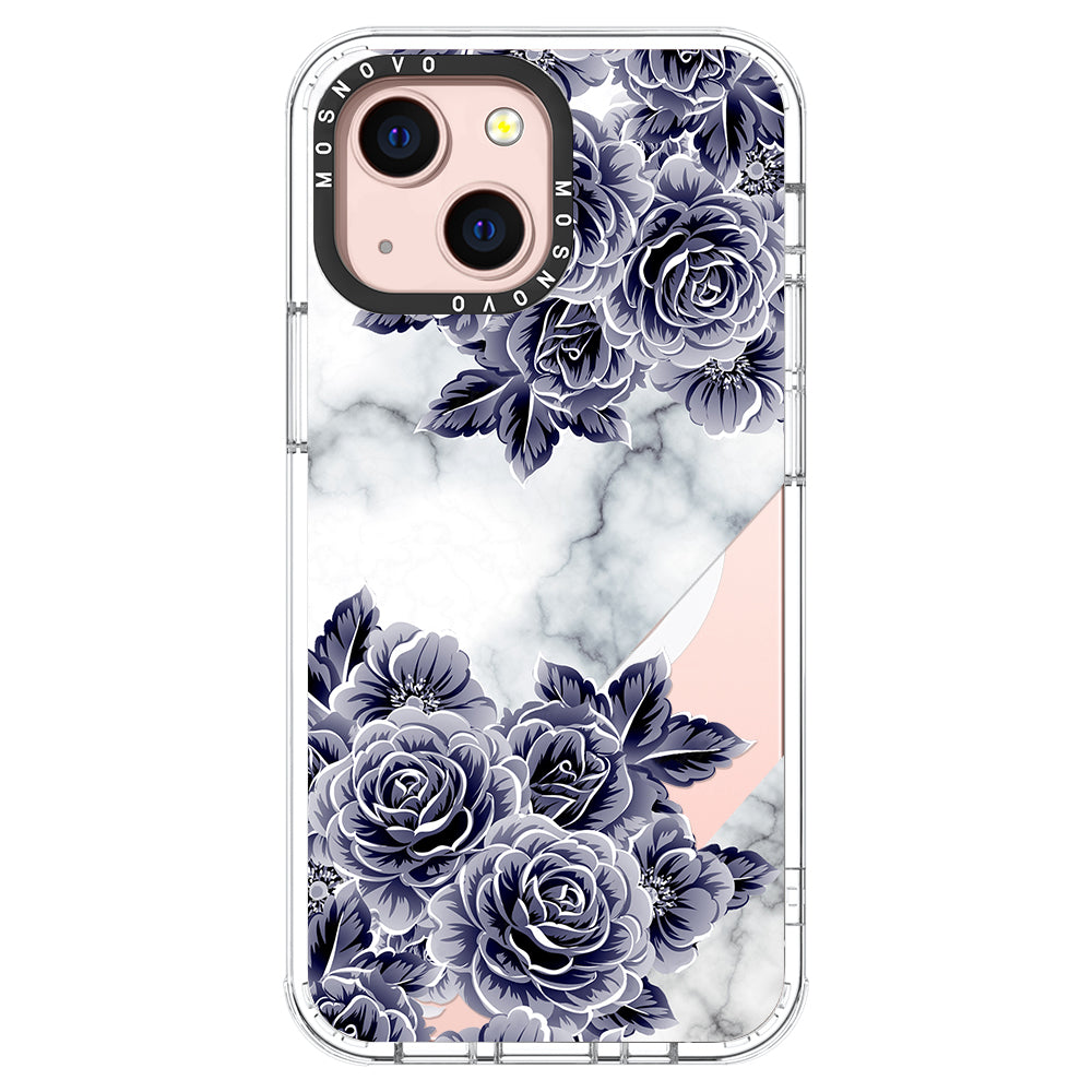 Marble with Purple Flowers Phone Case - iPhone 13 Case - MOSNOVO