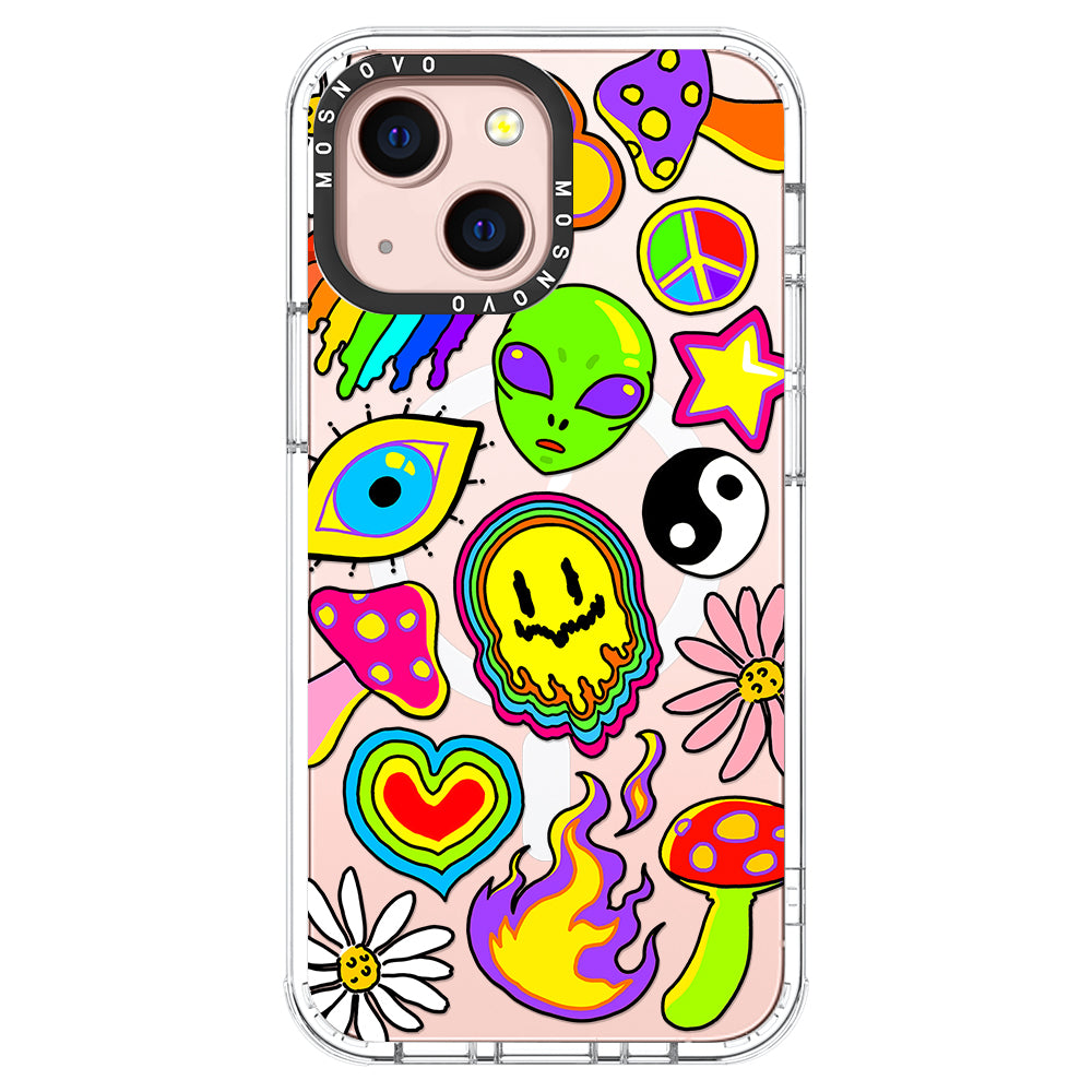 Hippie Rainbow Face Love Phone Case - iPhone 13 Case - MOSNOVO