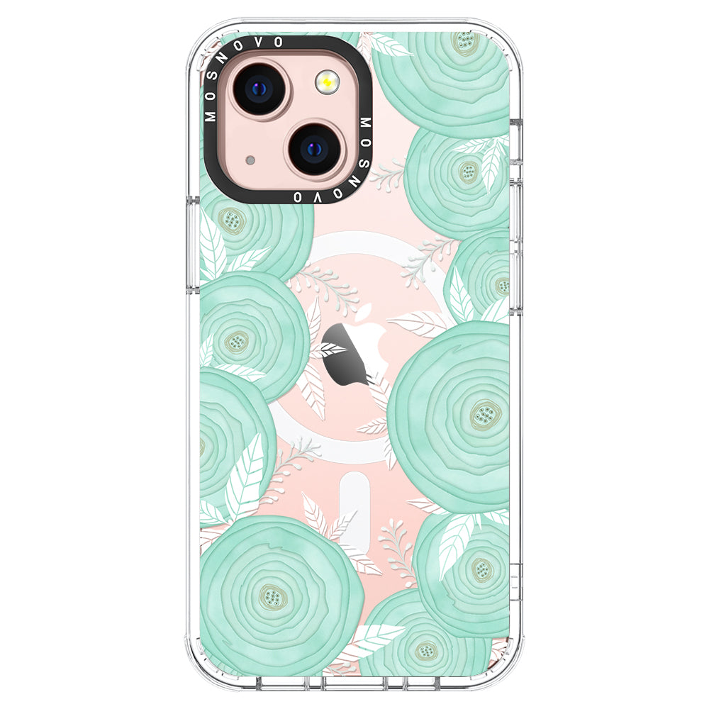 Mint Flower Phone Case - iPhone 13 Case - MOSNOVO