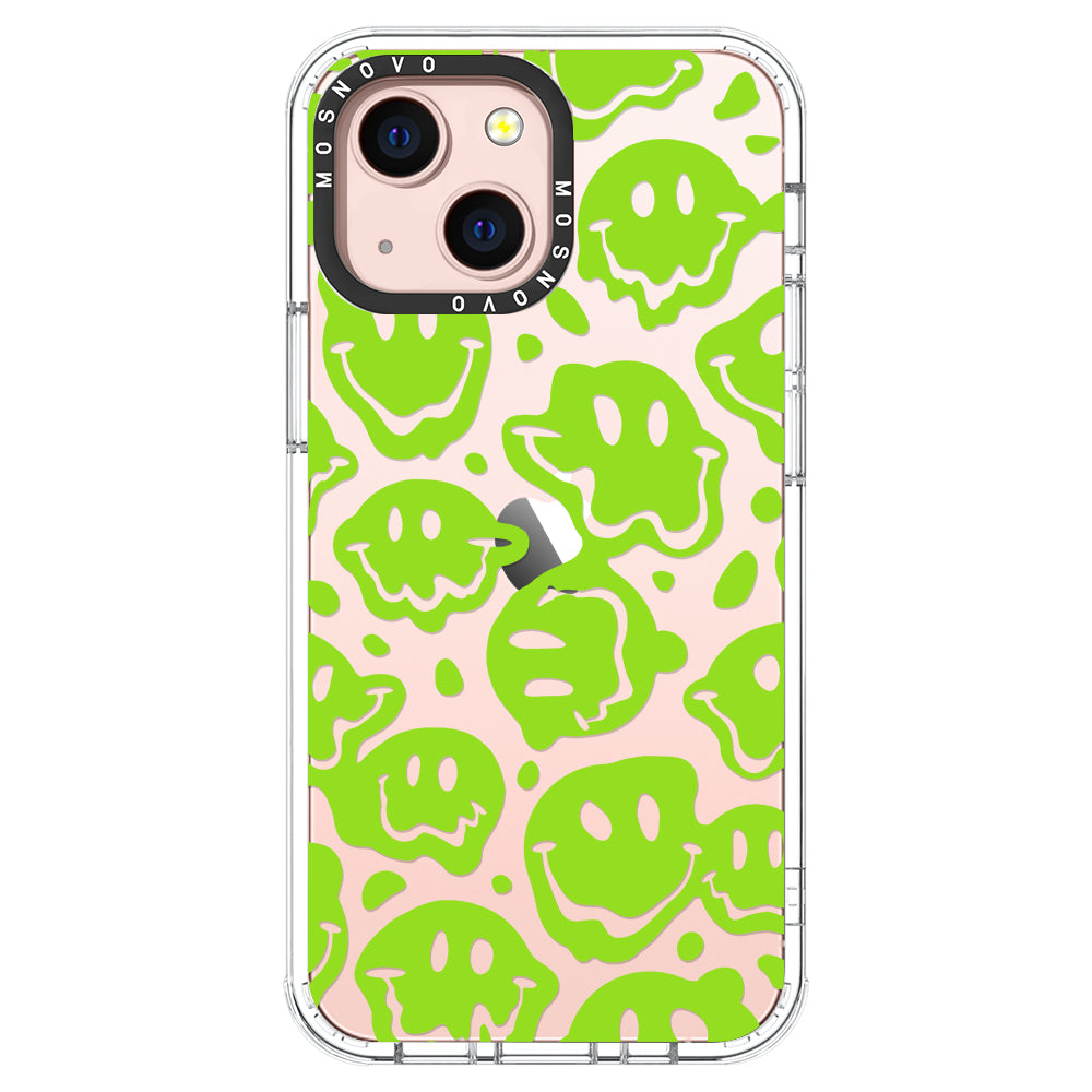 Distorted Green Smiles Face Phone Case - iPhone 13 Case - MOSNOVO