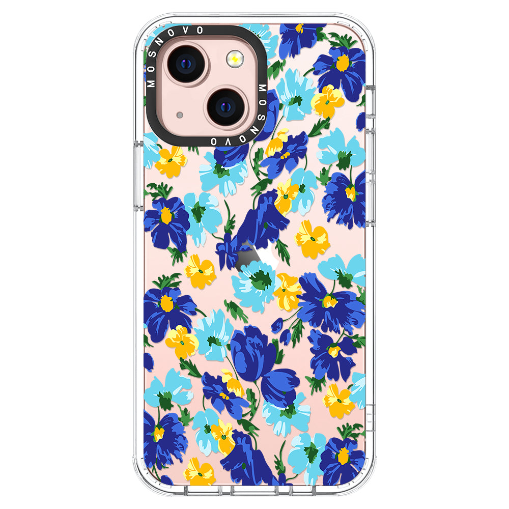 Vintage Blue Floral Phone Case - iPhone 13 Case - MOSNOVO