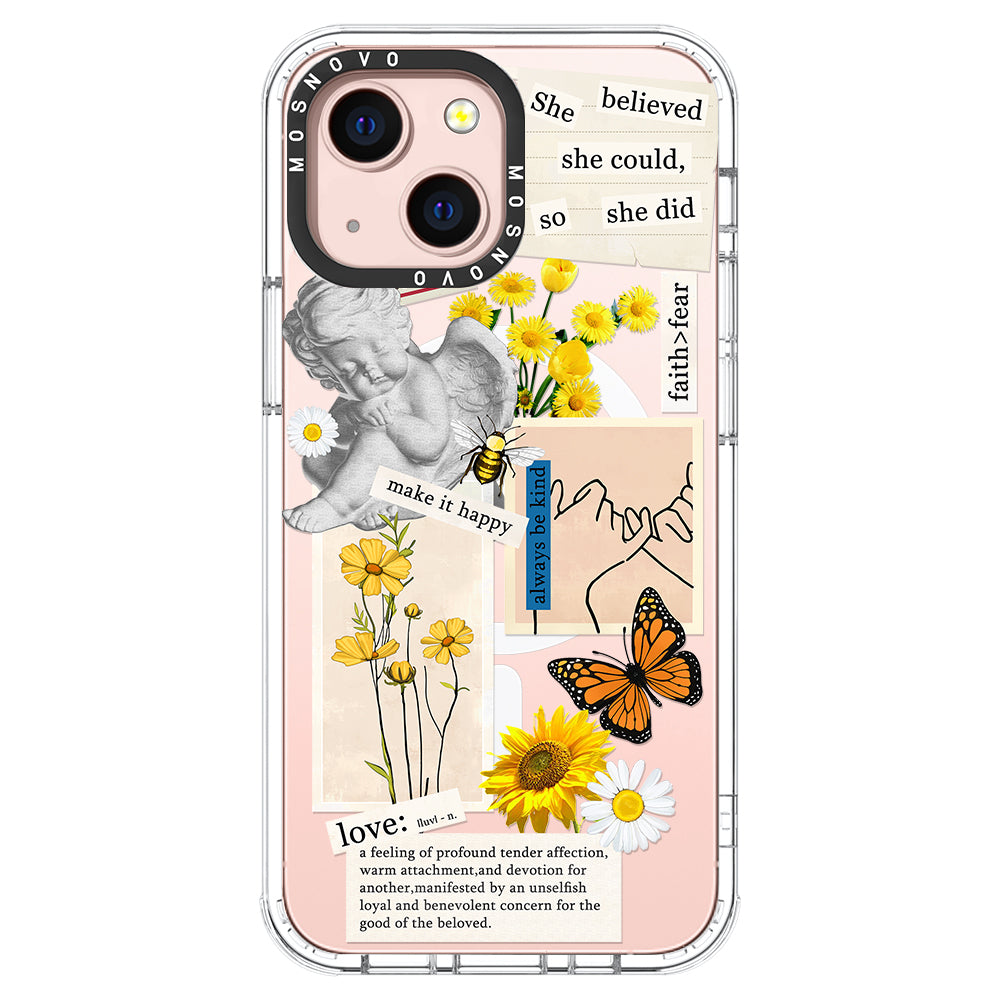 Vintage Collage Sunflower Butterfly Phone Case - iPhone 13 Case - MOSNOVO