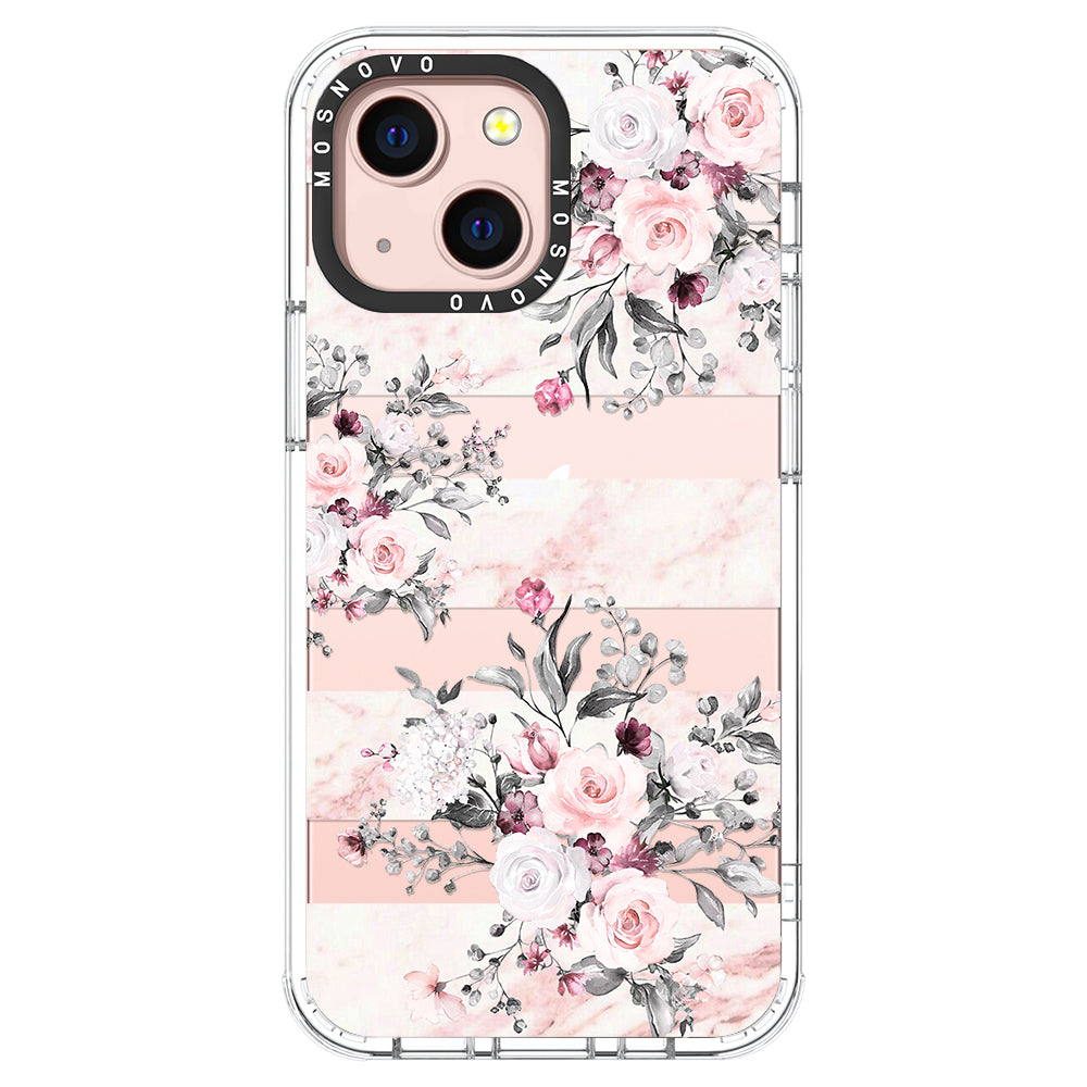 Pink Marble Flowers Phone Case - iPhone 13 Case - MOSNOVO