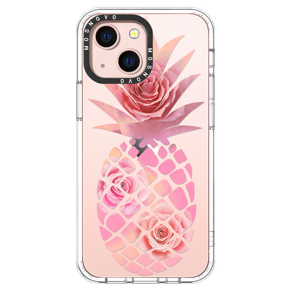 Pink Floral Pineapple Phone Case - iPhone 13 Case - MOSNOVO