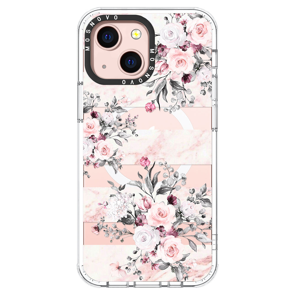 Pink Marble Flowers Phone Case - iPhone 13 Case - MOSNOVO