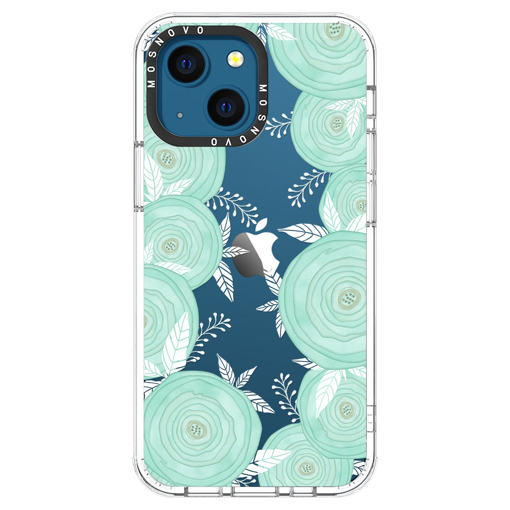 Mint Flower Phone Case - iPhone 13 Case - MOSNOVO