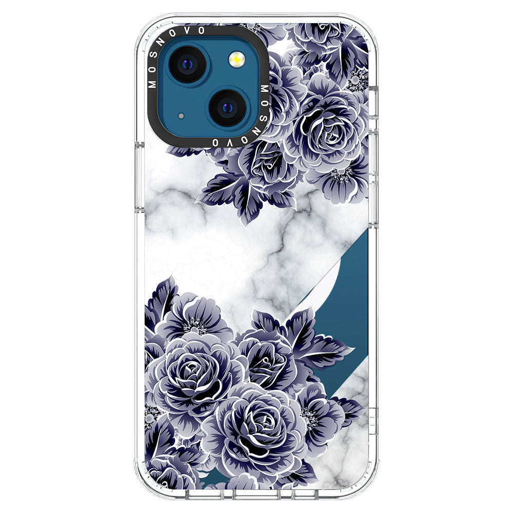 Marble with Purple Flowers Phone Case - iPhone 13 Case - MOSNOVO