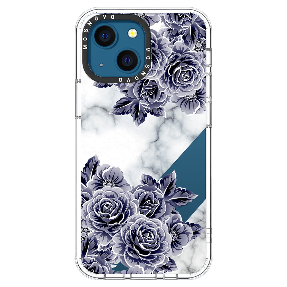 Marble with Purple Flowers Phone Case - iPhone 13 Case - MOSNOVO