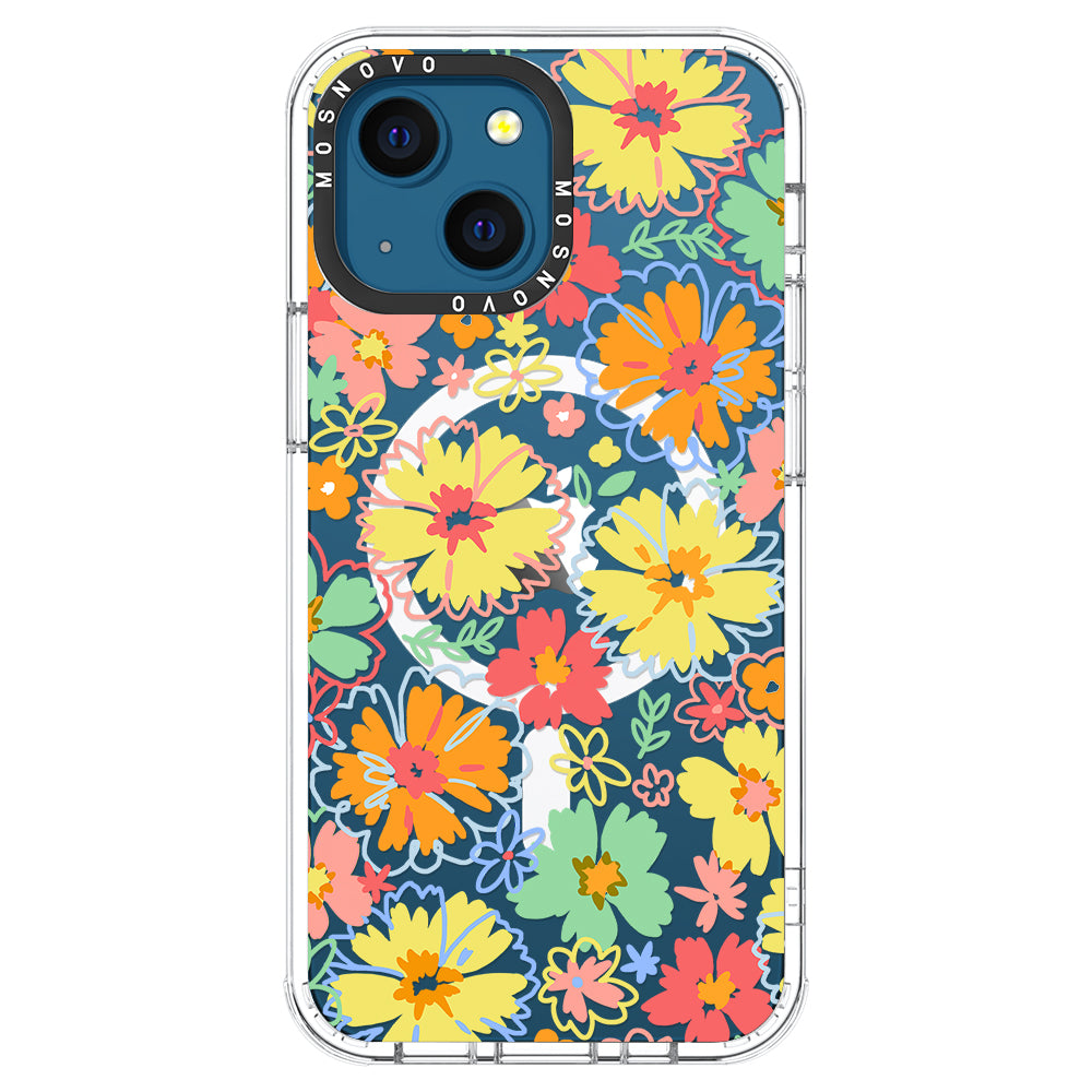 Retro Boho Hippie Flowers Phone Case - iPhone 13 Case - MOSNOVO