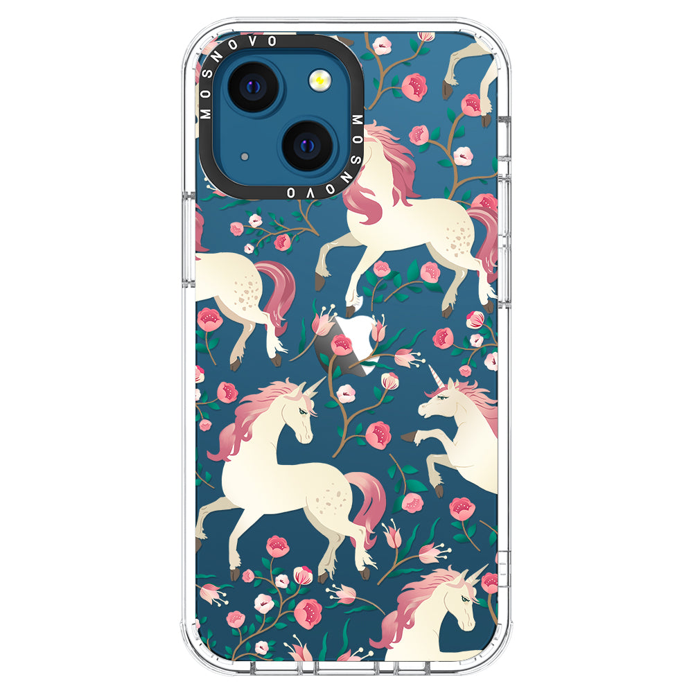 Unicorn with Floral Phone Case - iPhone 13 Case - MOSNOVO