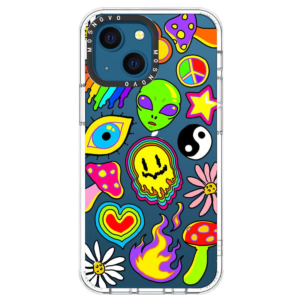 Hippie Rainbow Face Love Phone Case - iPhone 13 Case - MOSNOVO