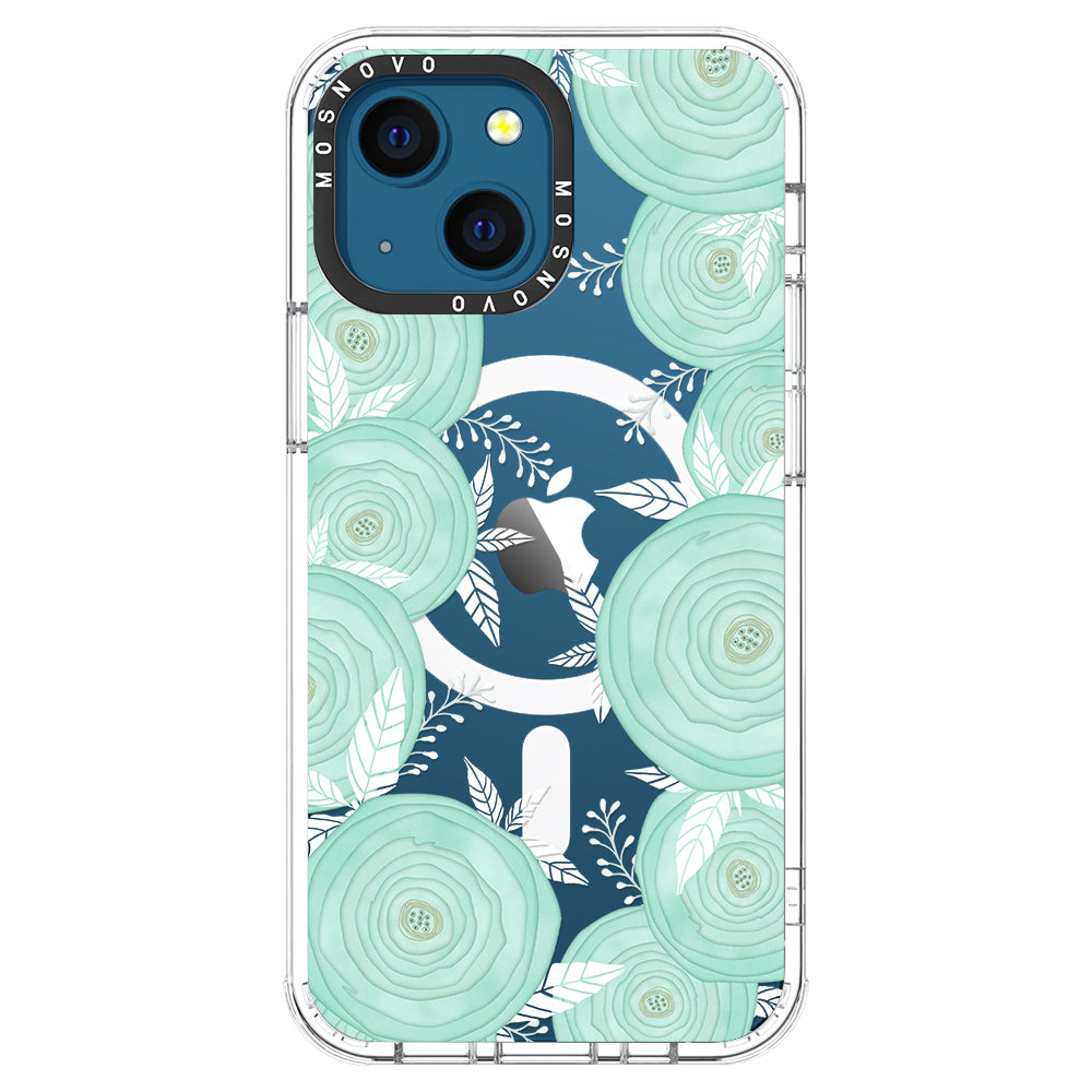 Mint Flower Phone Case - iPhone 13 Case - MOSNOVO