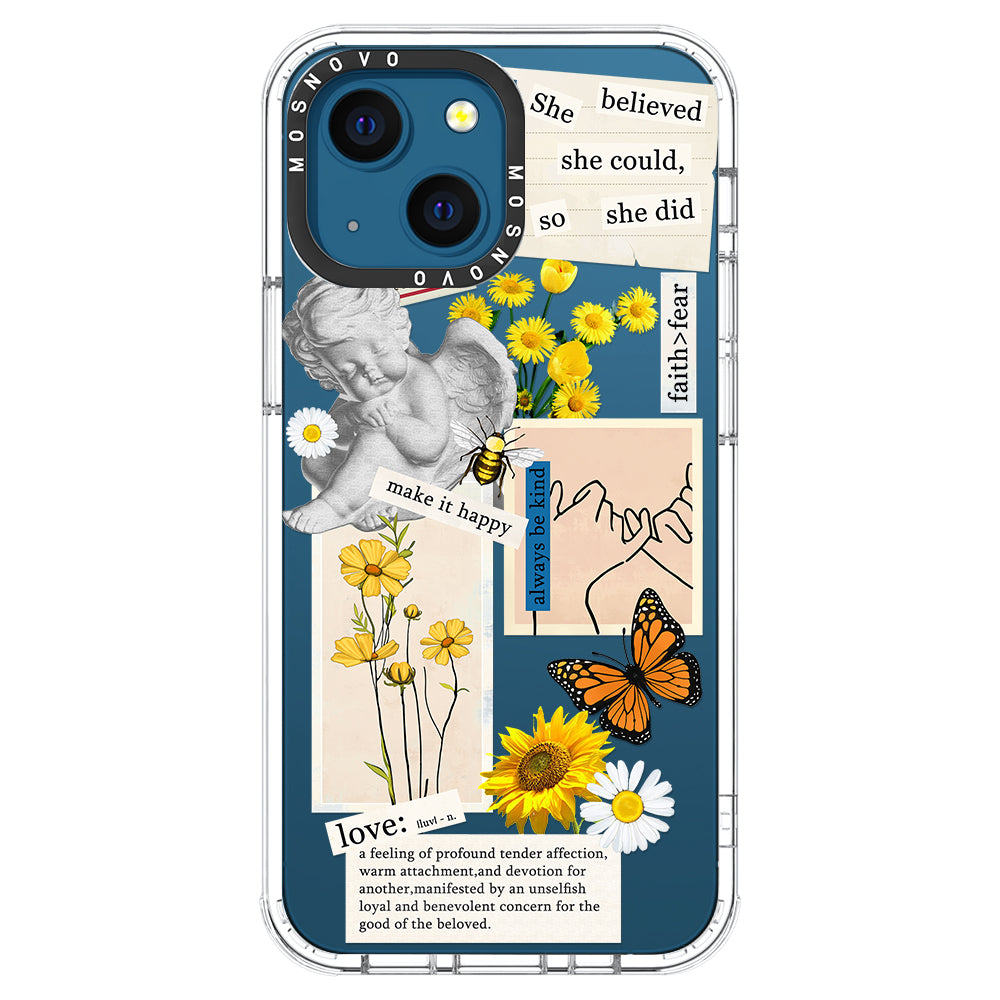 Vintage Collage Sunflower Butterfly Phone Case - iPhone 13 Case - MOSNOVO