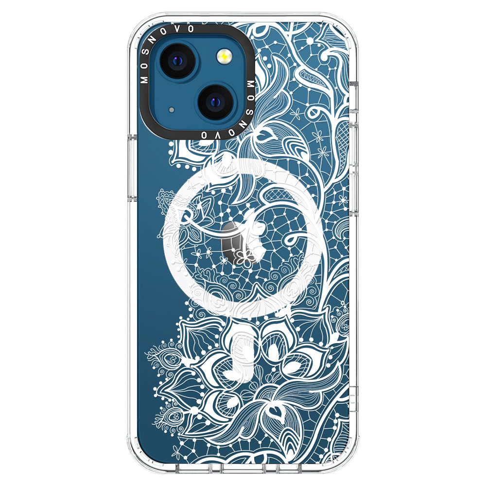 White Lotus Henna Phone Case - iPhone 13 Case - MOSNOVO