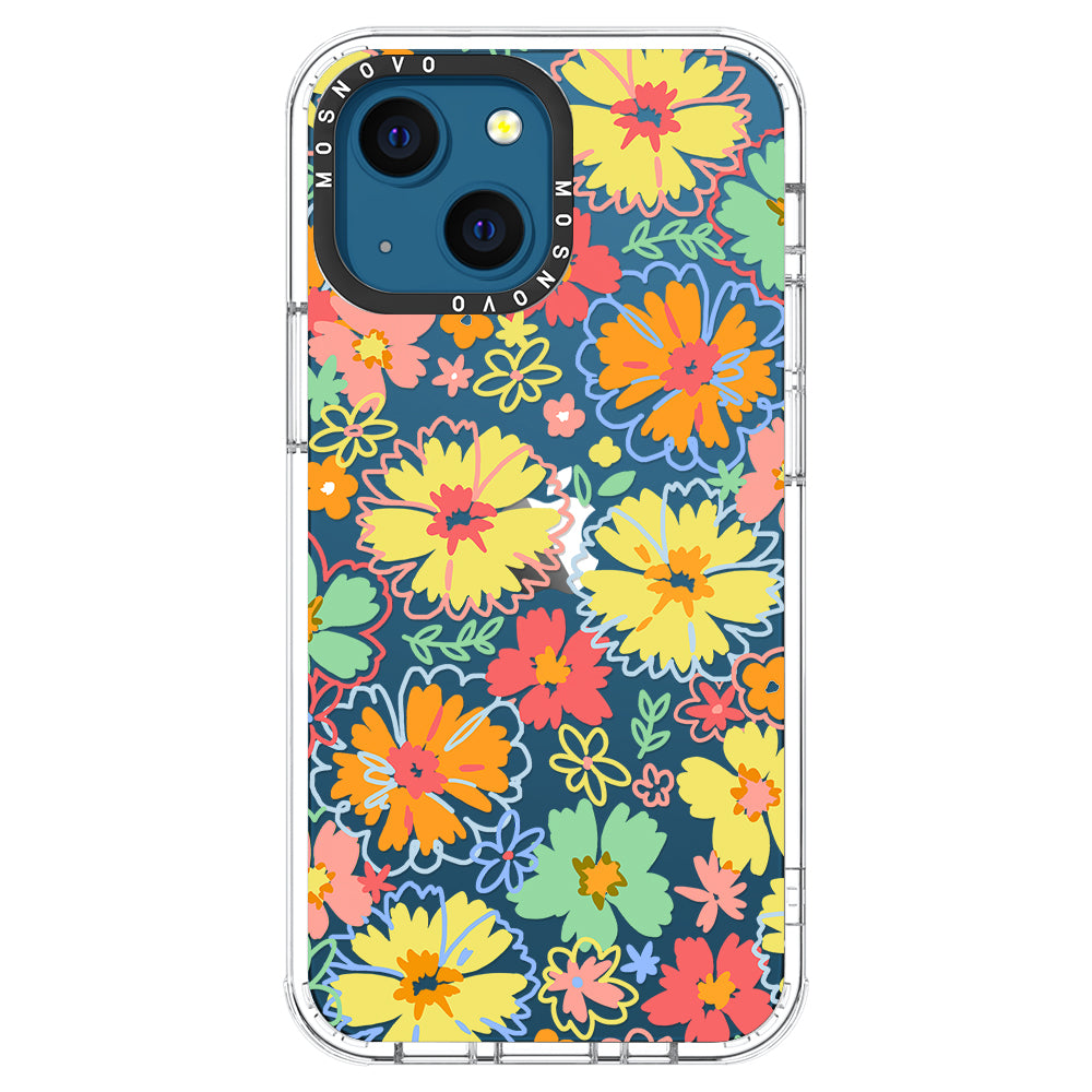 Retro Boho Hippie Flowers Phone Case - iPhone 13 Case - MOSNOVO