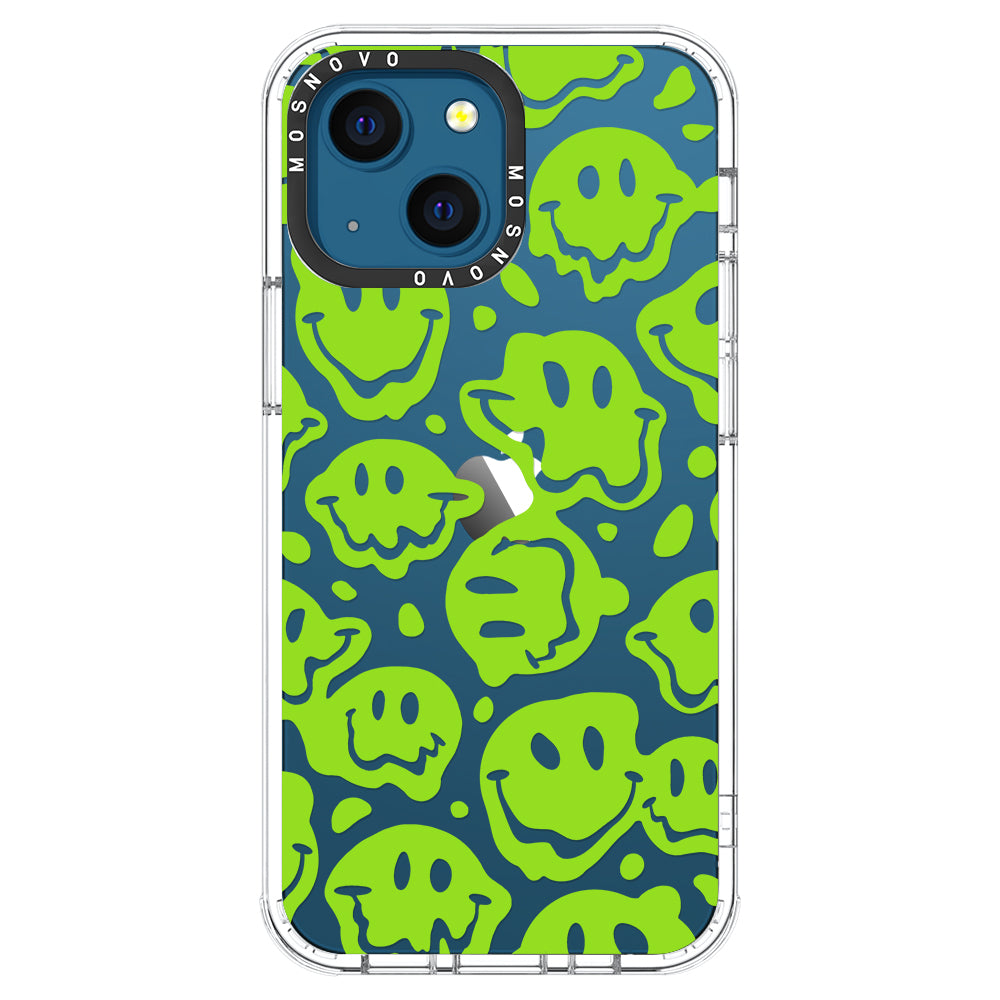 Distorted Green Smiles Face Phone Case - iPhone 13 Case - MOSNOVO