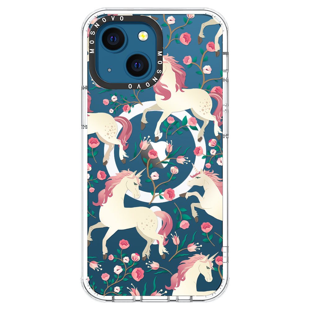 Unicorn with Floral Phone Case - iPhone 13 Case - MOSNOVO