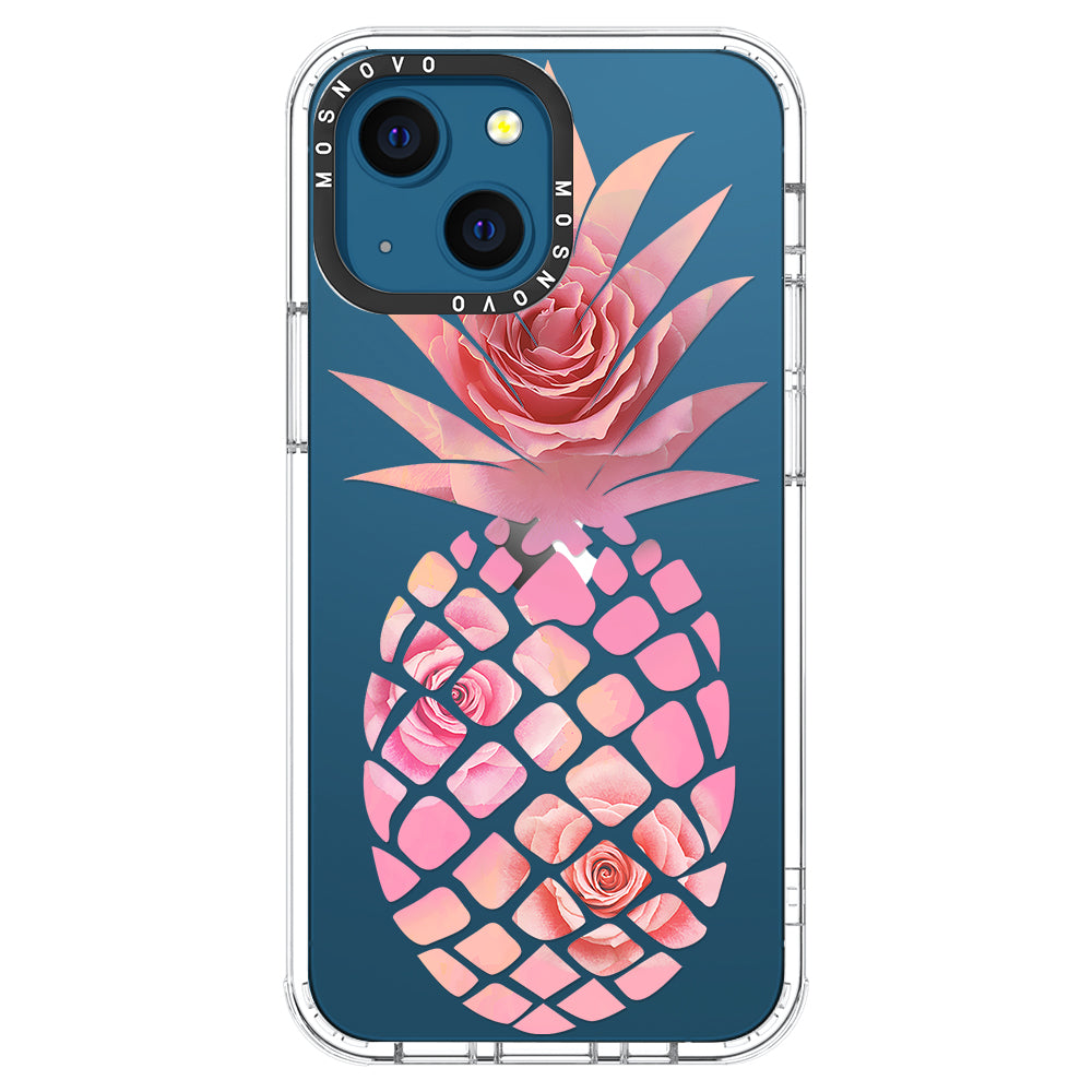 Pink Floral Pineapple Phone Case - iPhone 13 Case - MOSNOVO