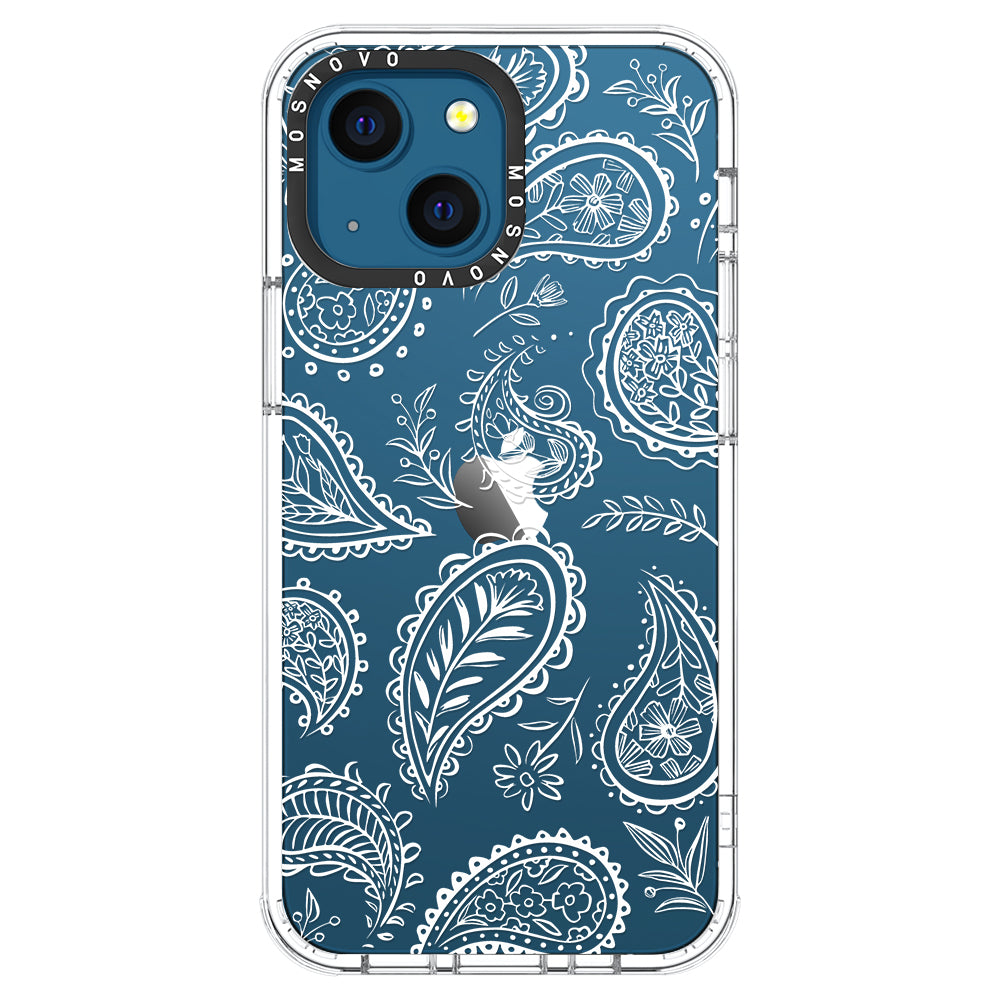 White Paisley Phone Case - iPhone 13 Case - MOSNOVO