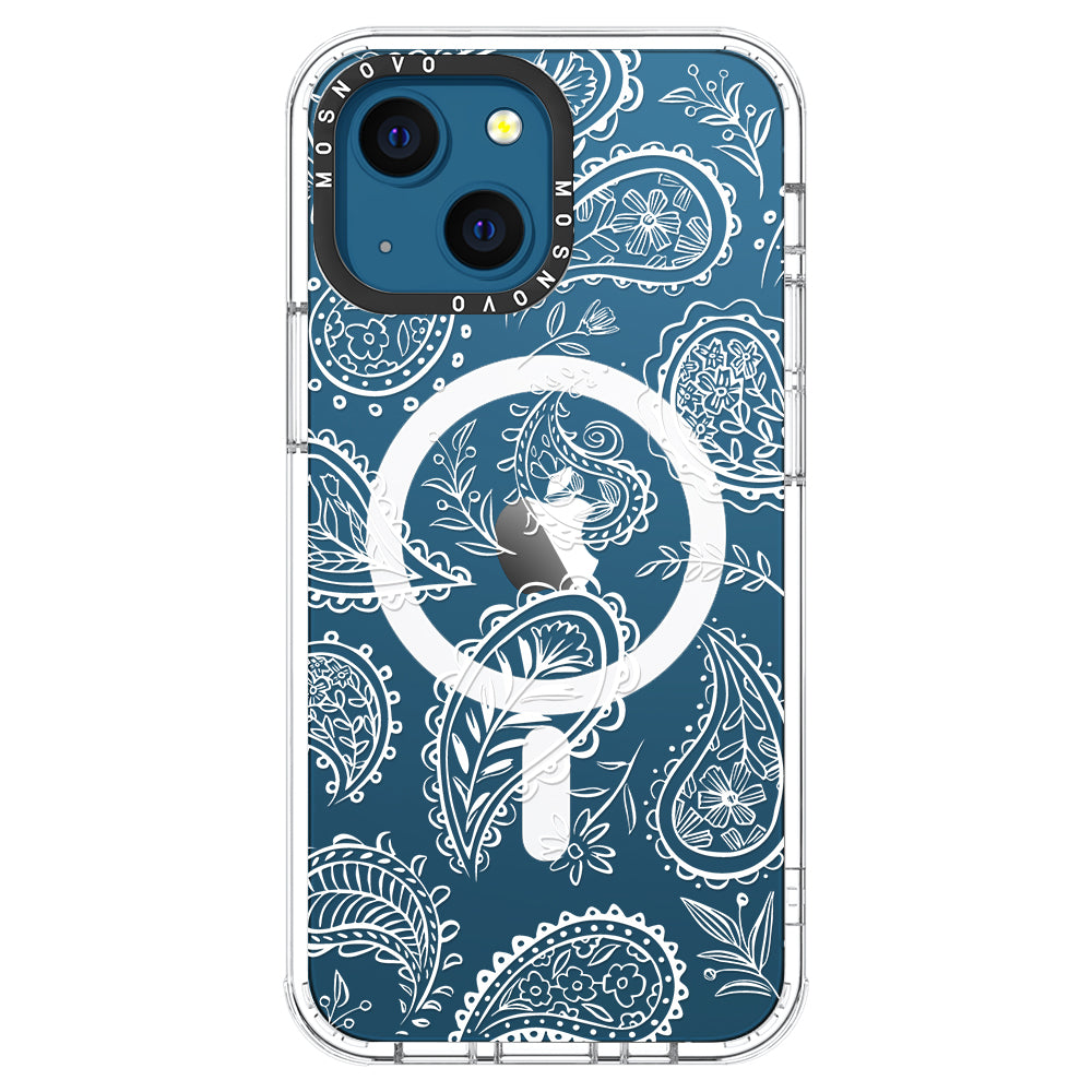 White Paisley Phone Case - iPhone 13 Case - MOSNOVO