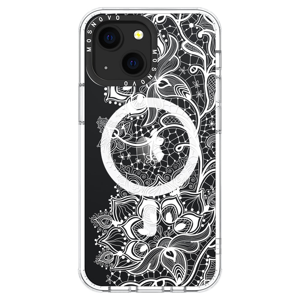 White Lotus Henna Phone Case - iPhone 13 Case - MOSNOVO