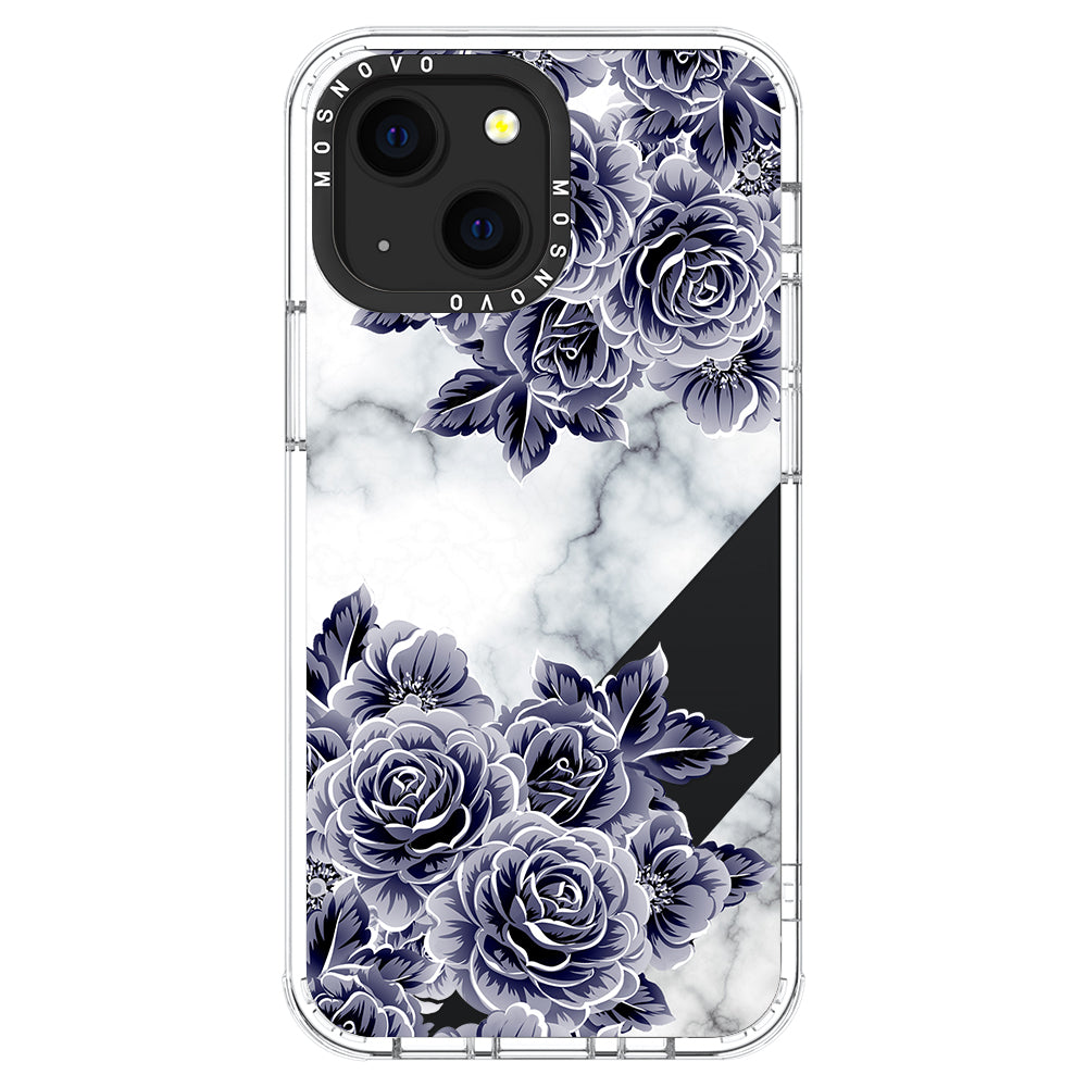 Marble with Purple Flowers Phone Case - iPhone 13 Case - MOSNOVO